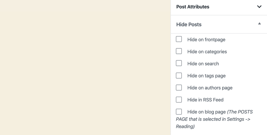 Hide WordPress Posts options